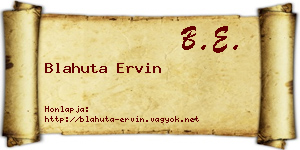Blahuta Ervin névjegykártya